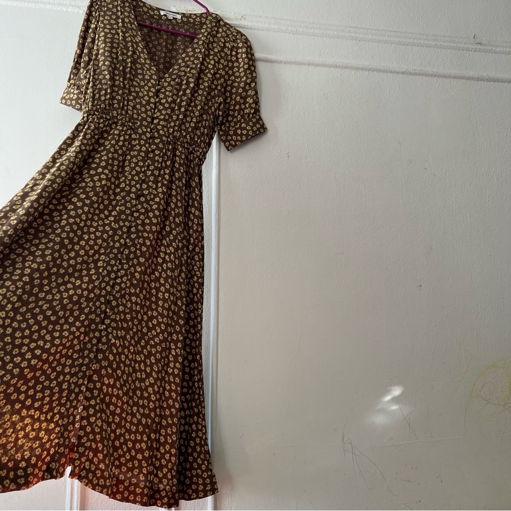 Madewell Button-Cuff Midi Dress in Woodcut Flowers size 2 - Picture 10 of 15